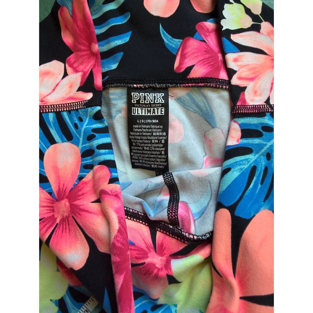 PINK Victoria's Secret Tropical Floral Mesh Leggings  L - Picture 3 of 12